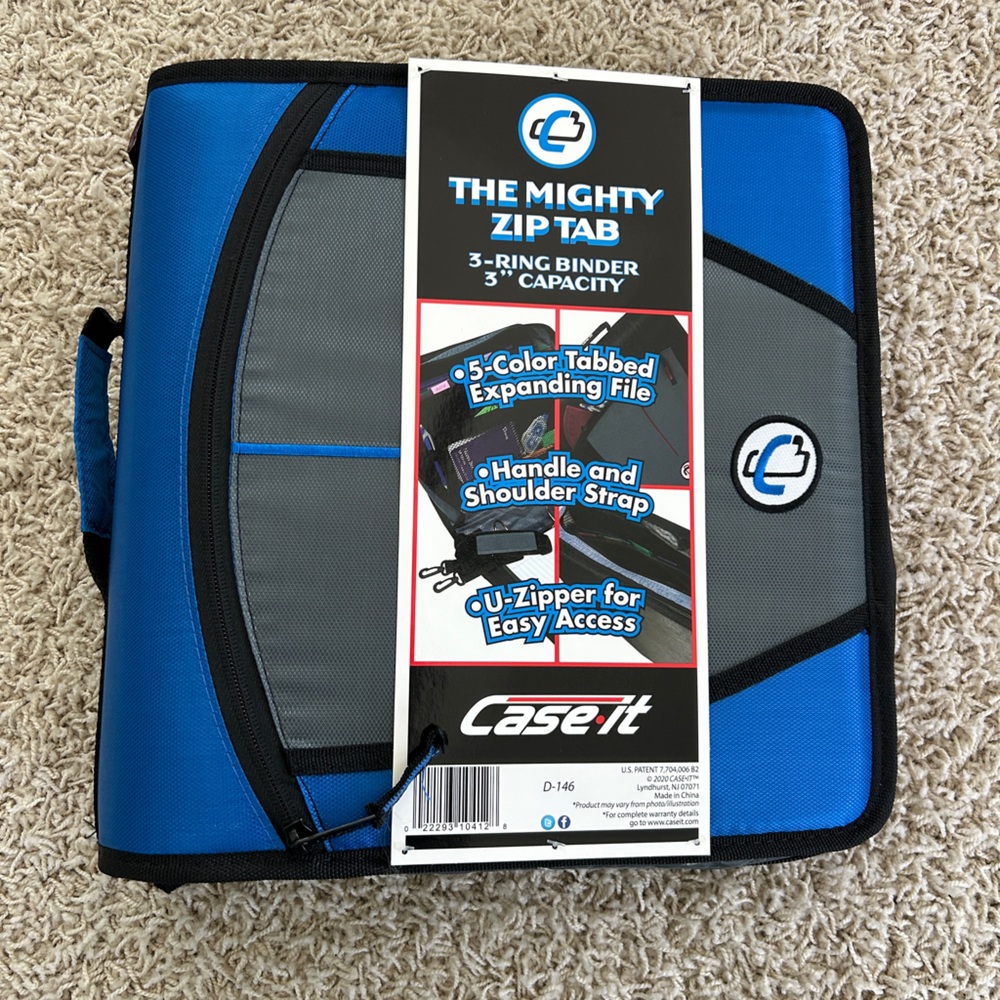 NWOT Case-It Blue Zipper Binder - Picture 8 of 14